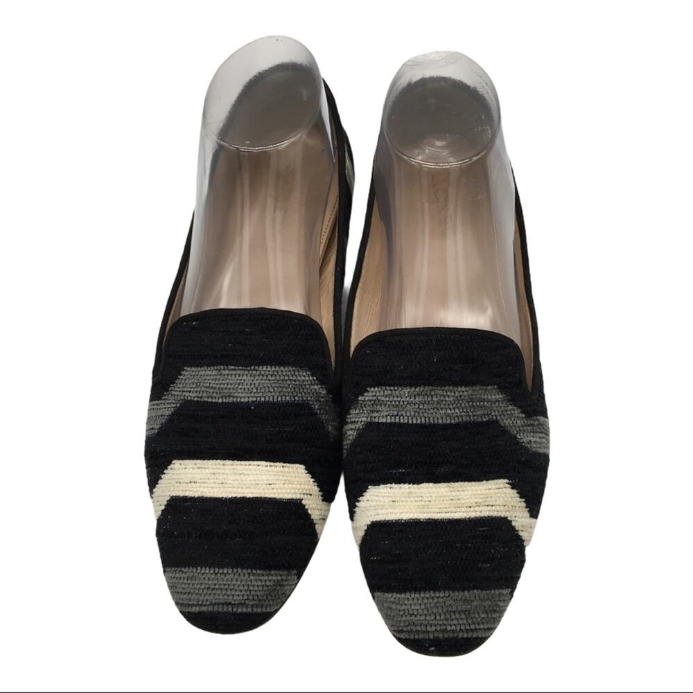 J. Crew Darby Striped Fabric Loafers - Currant Black/Gray/Cream - 8